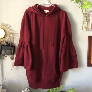 Maroon bell sleeve sweatshirt dress